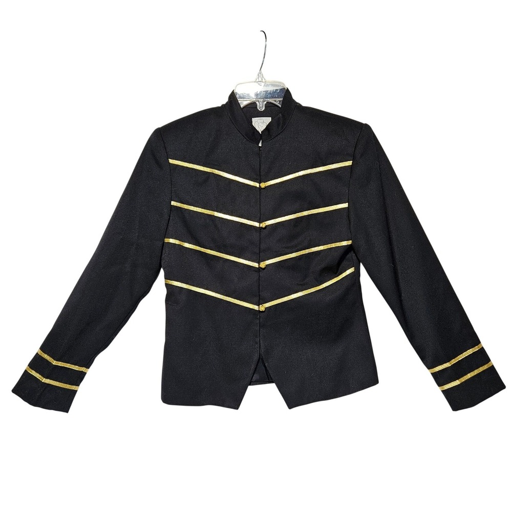 Gantos Womens Black Gold Military Band Jacket Blazer‎ 4 Vintage Steampunk Band